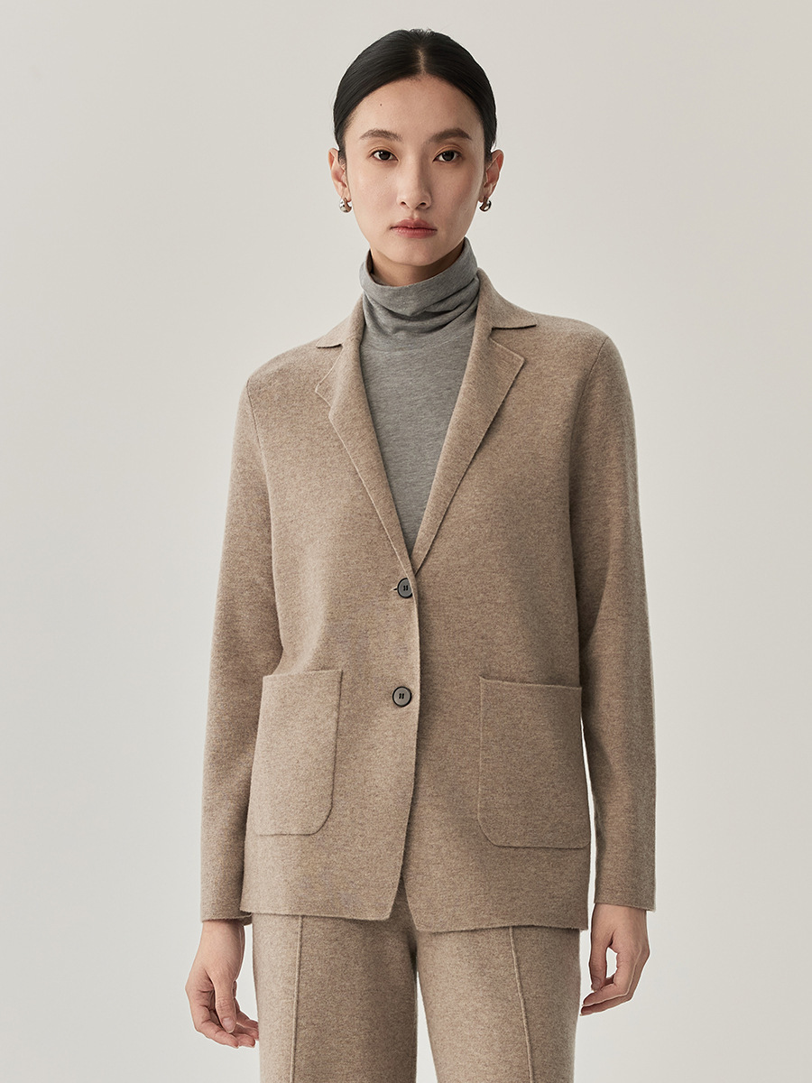 Cotton wool women's versatile cardigan for commuting, solid color, simple and warm, autumn outfit, elegant temperament, new jacket