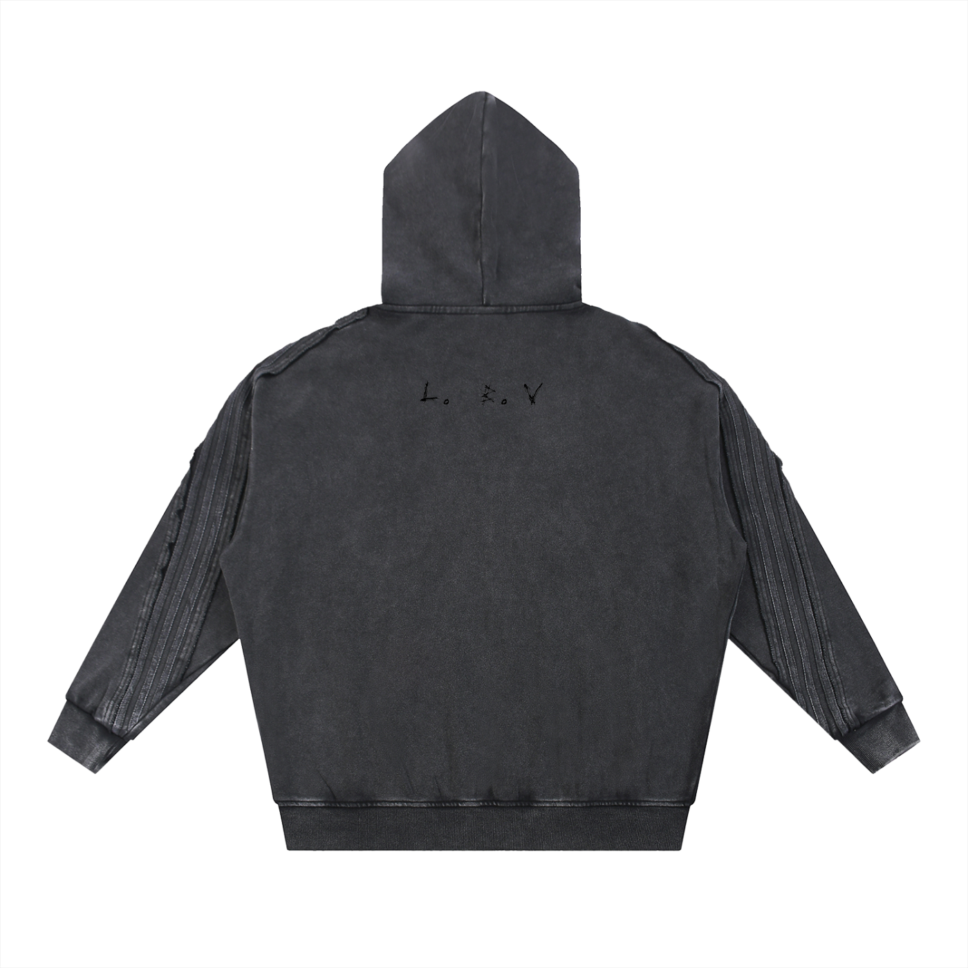 THEY FEAR THEY Washed Tape Raw Edge Zip Hoodie
