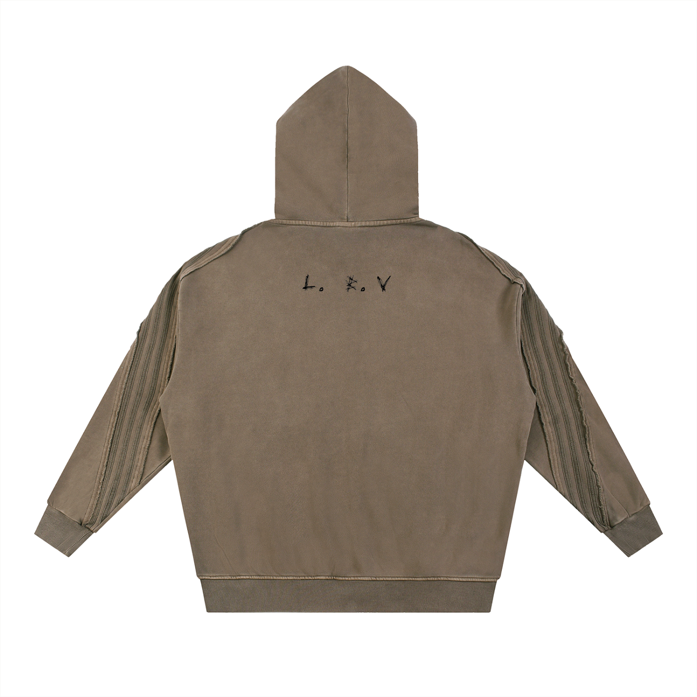THEY FEAR THEY Washed Tape Raw Edge Zip Hoodie