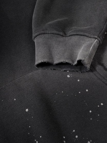 Vintage Washed Frayed Fleece Hoodie-BBKTHESHOP