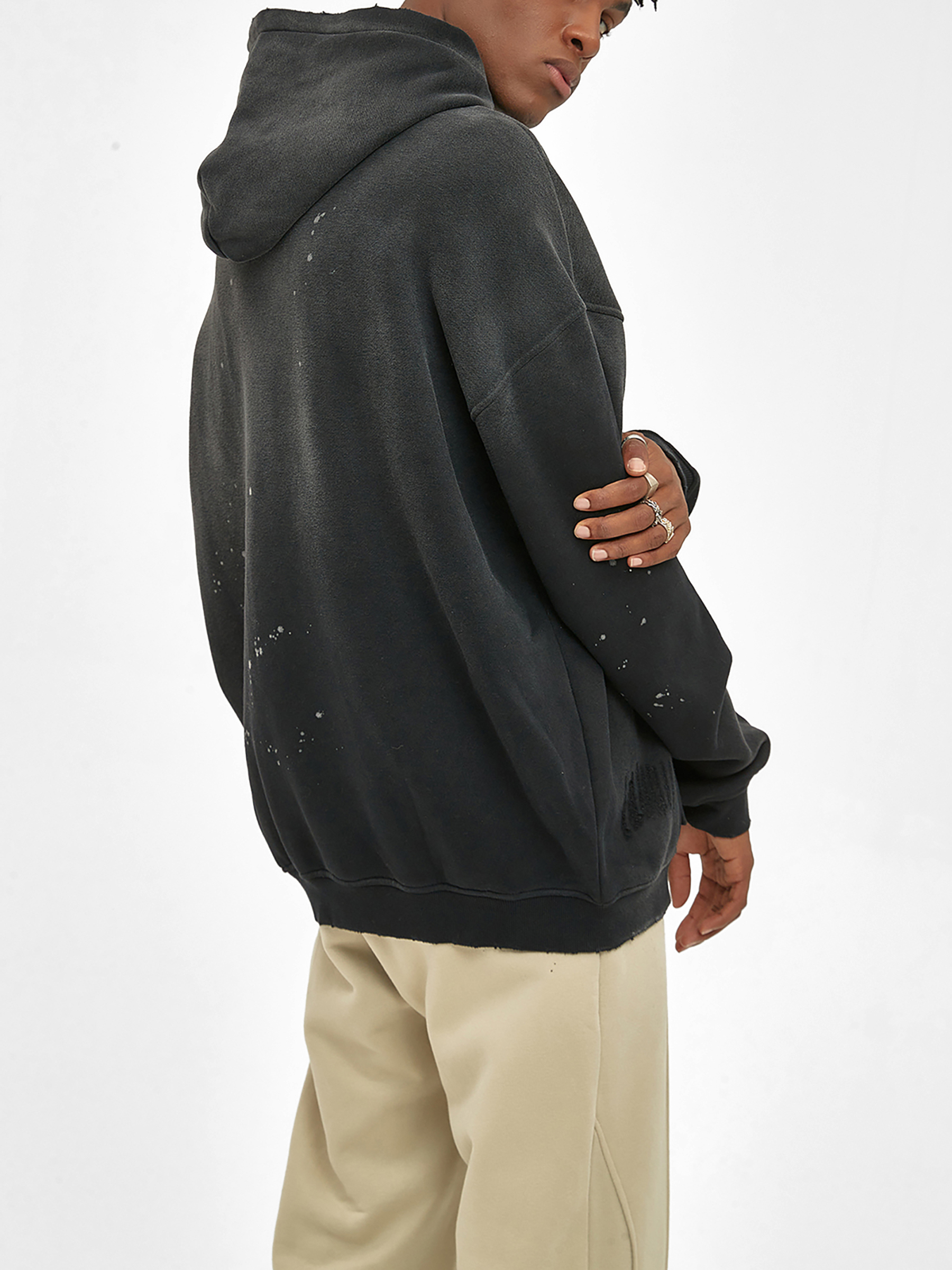 Vintage Washed Frayed Fleece Hoodie-BBKTHESHOP