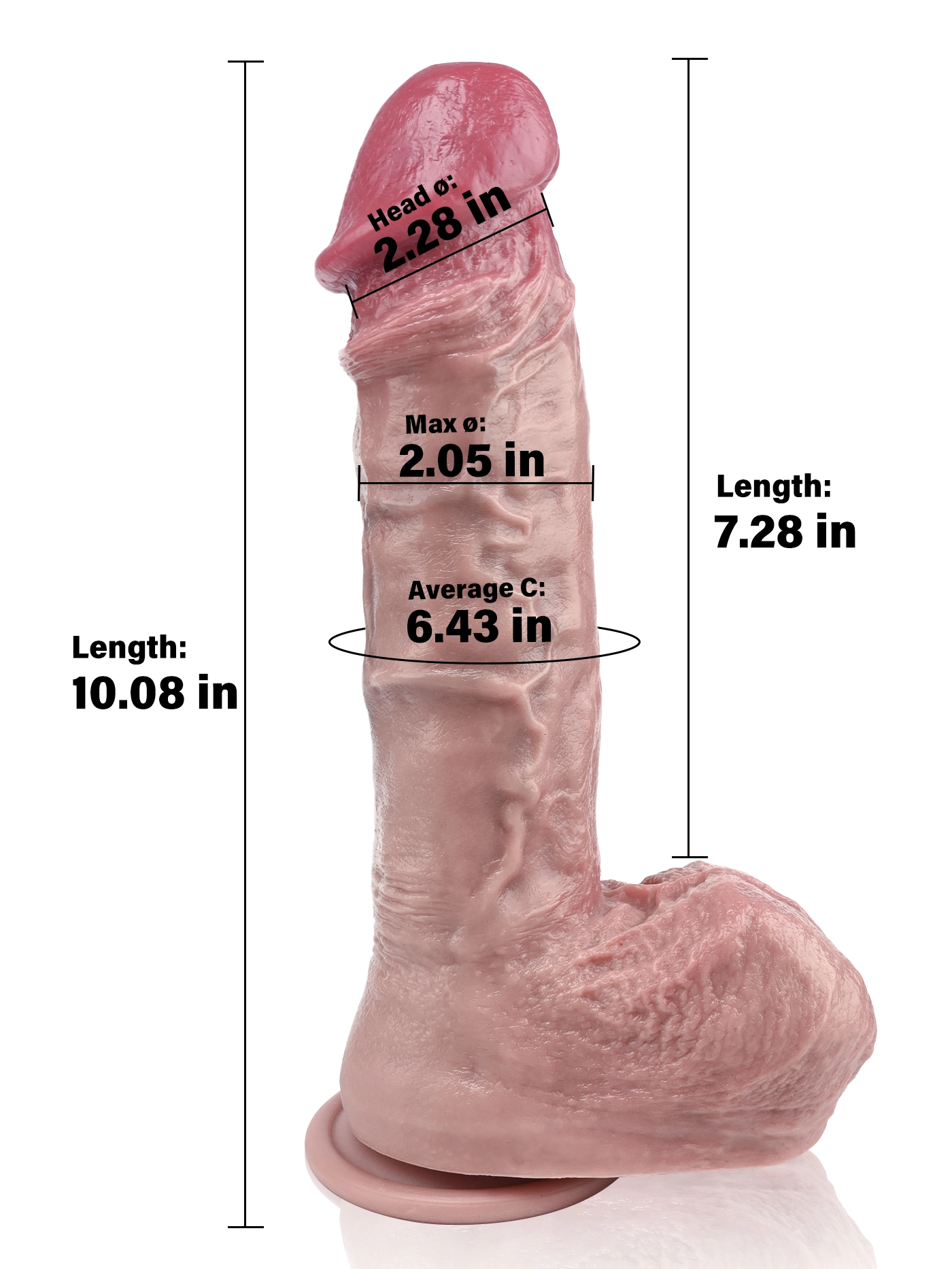Devin 10.08" x 2.05" Flesh Most Realistic Huge Dildo With Sexy Glans