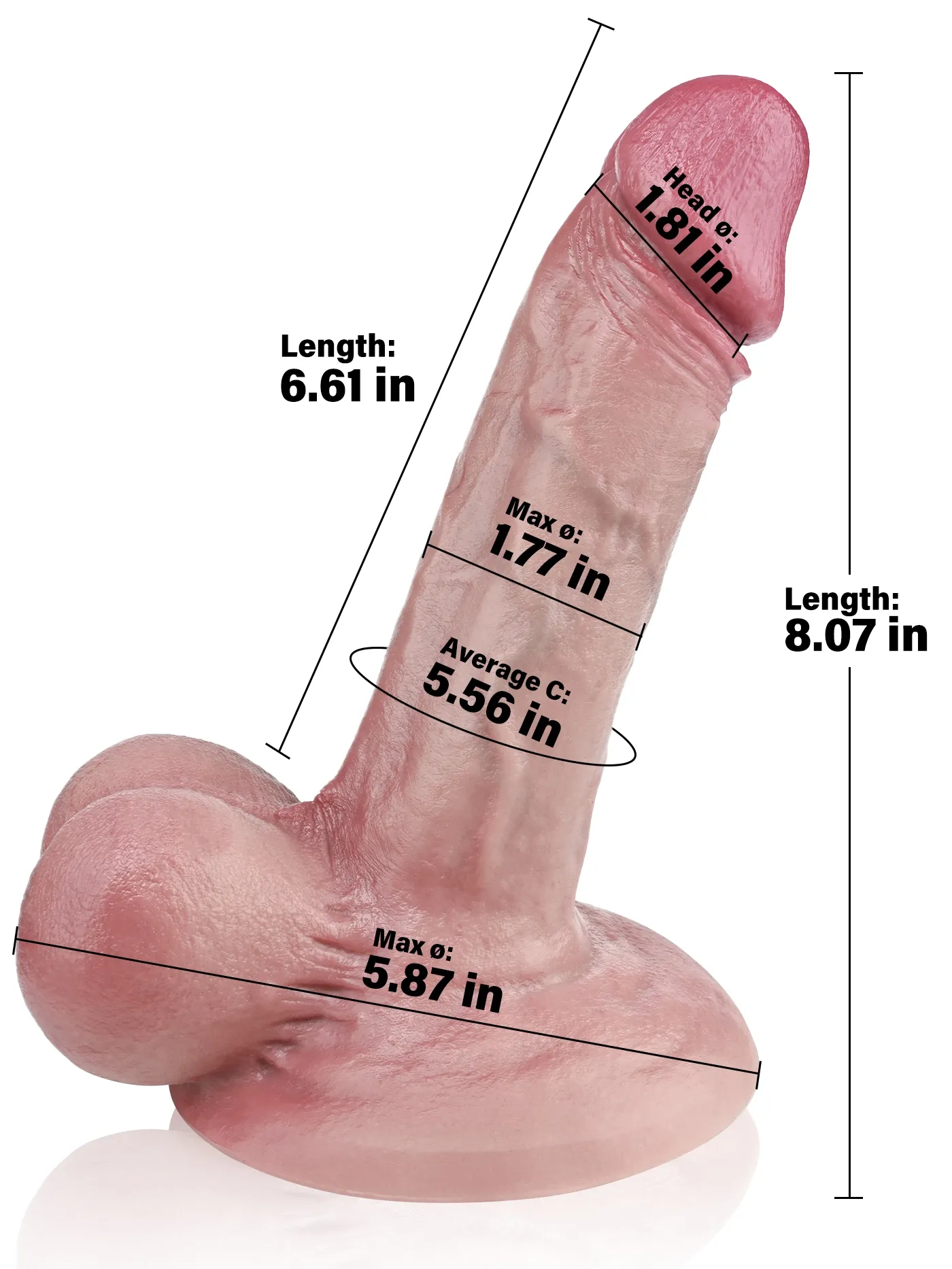 Talon 8.07" x 1.77" Flesh Thick Real Feel Dildo With Big Ball