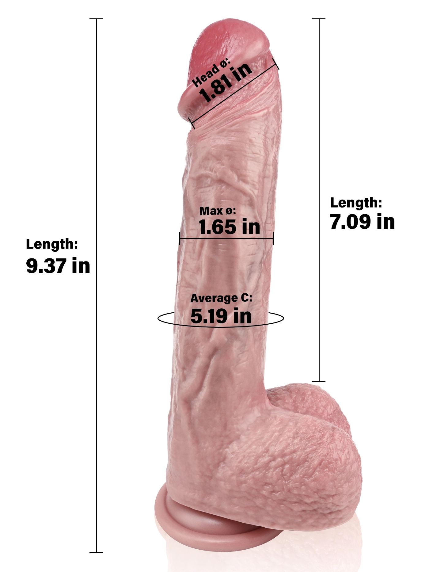 Jacob 9.37" x 1.65" Real Feel Realistic Dildo & Soft Glan