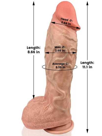 Diego 11.1" x 2.68" Flesh Extra Realistic Thick And Huge Dildo