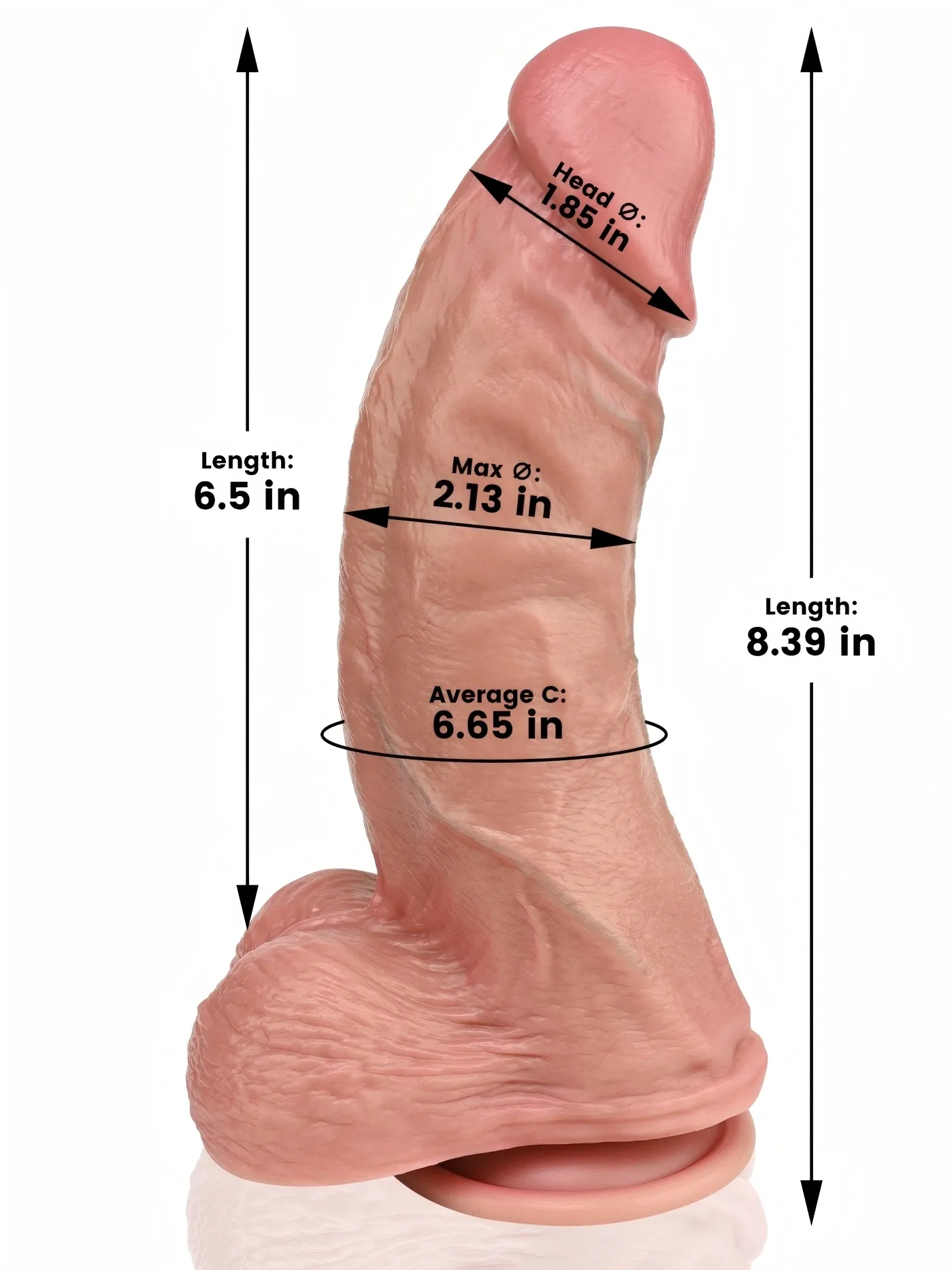 ‌Harrison 8.39" x 2.13" Flesh Extra Real Feel Thick Short Fat Dildo