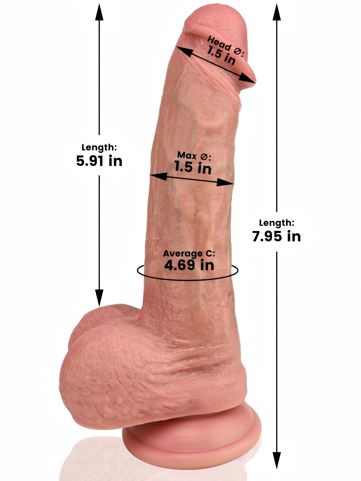 Felix 7.95" x 1.5" Deep Small Real Feel Dildo with Sexy Glans