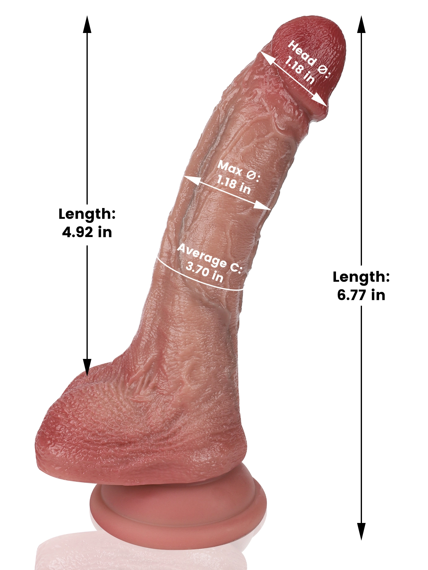 Pulse 6.77" x 3.7" Realistic Skin-Tone Vibrating & Telescoping Dildo