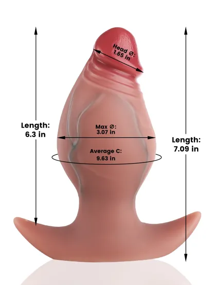 7.09" x 9.63" Anatomical Dildo with Butt Plug Base