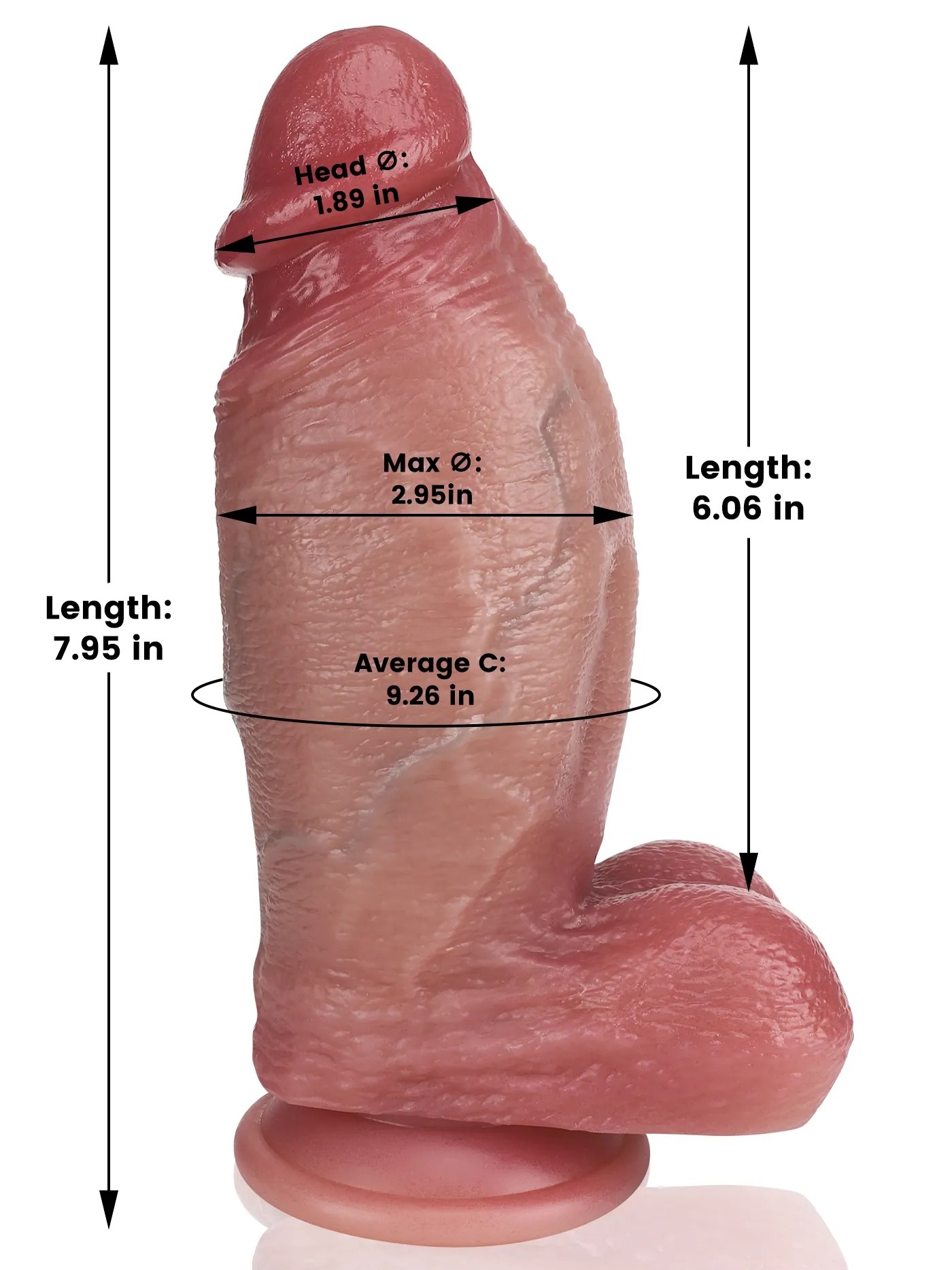 Titan Flesh 7.95" x 9.26" Large Realistic Butt Plug with Dildo Attachment