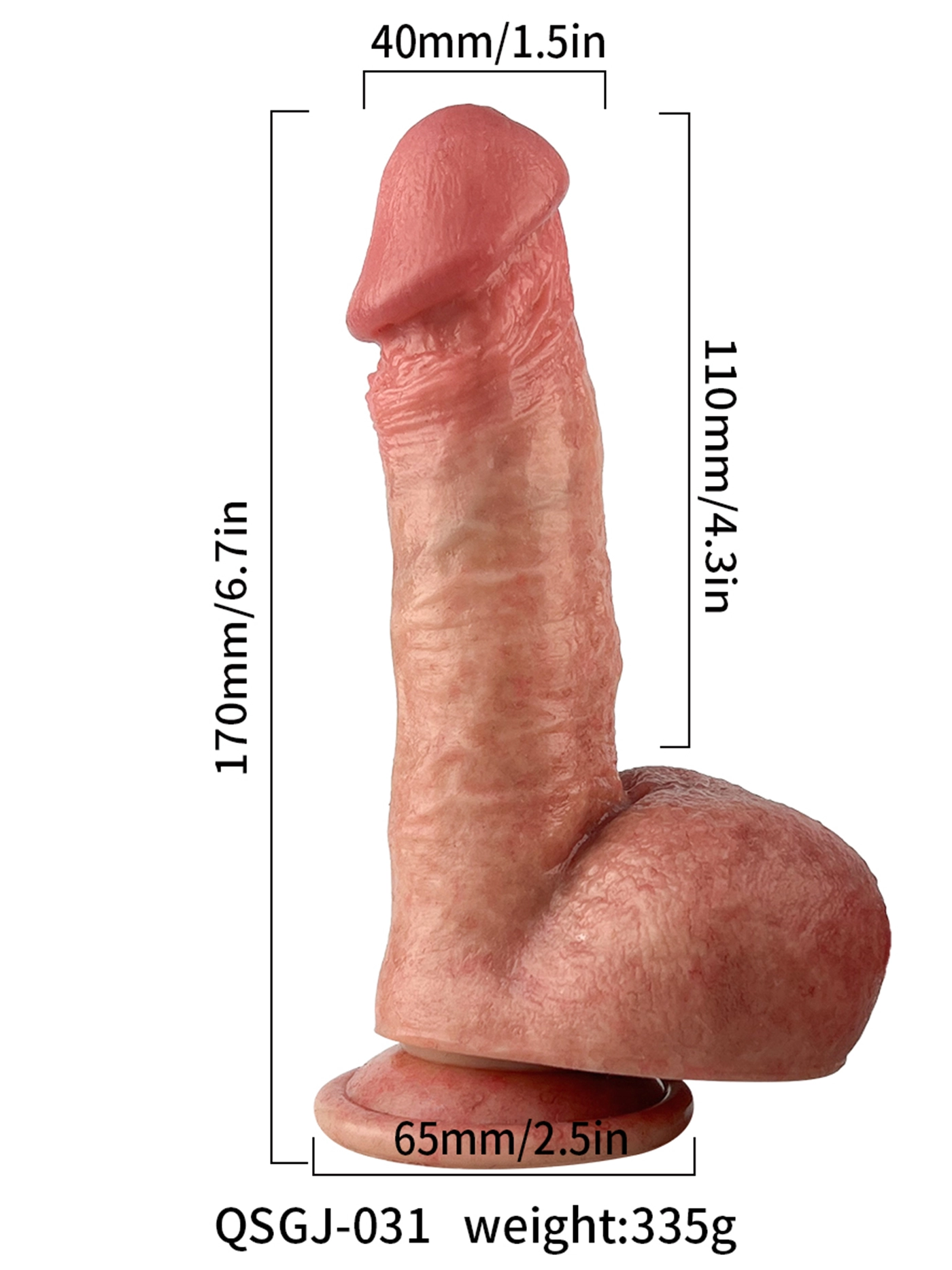 Henry 6.7” x 1.5” Thin Small Dildo Real Skin With Big Ball