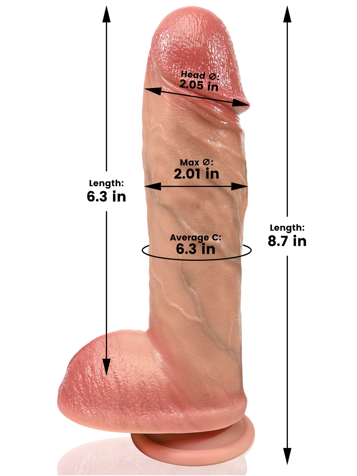 Caspar 8.7" x 2.01" Flesh Ultra Realistic Real Feel Dildo