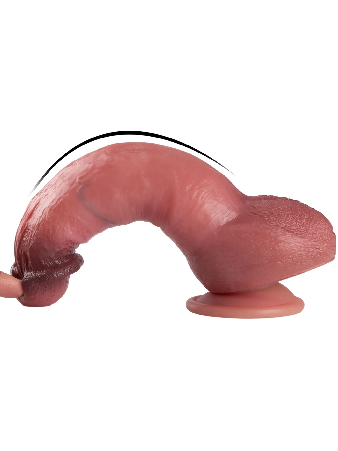 Tomas 9.8" X 2.1" Brown Real Feel Skin Curved Dildo