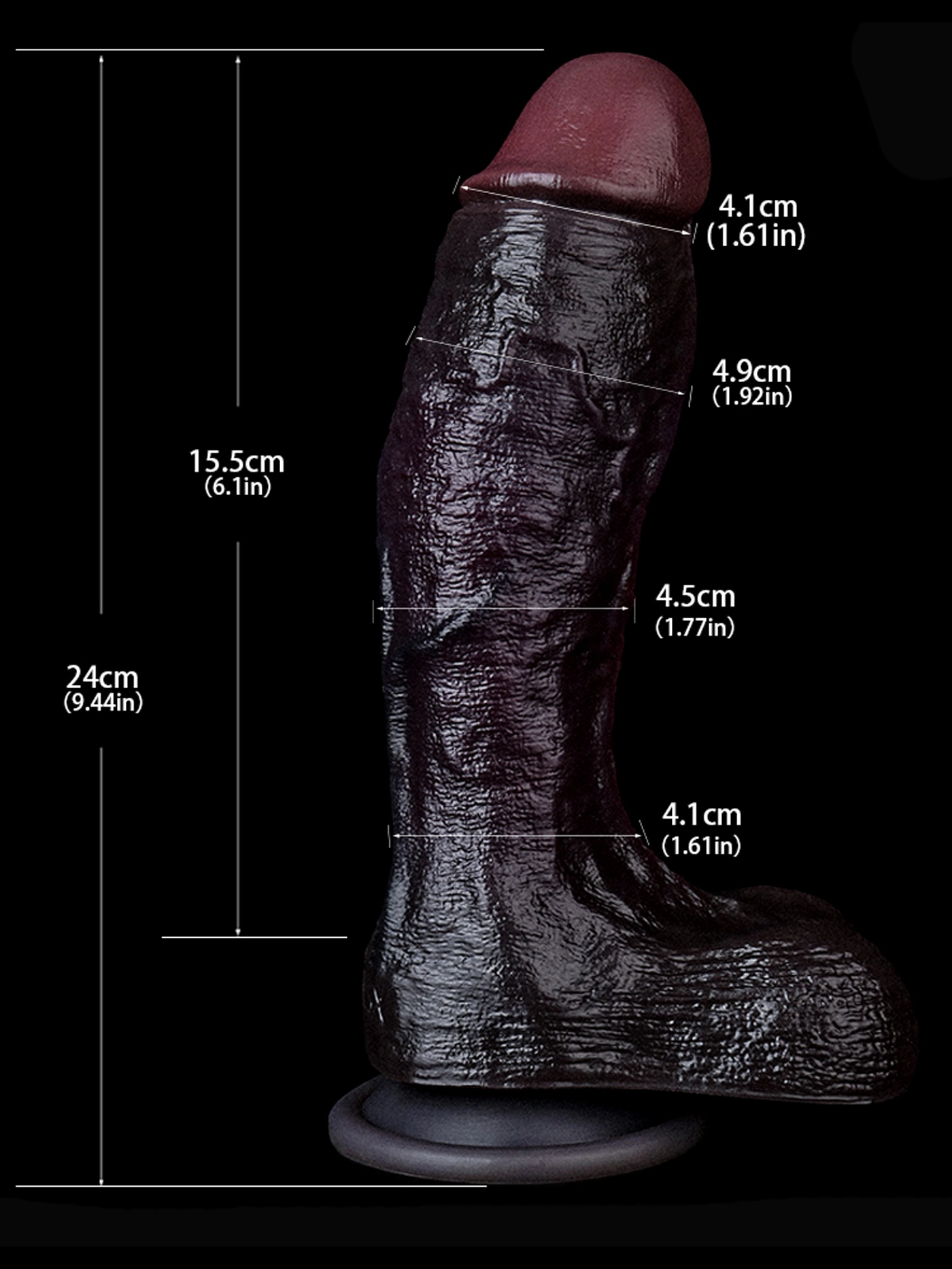 DeAndre 9.44" x 1.92" Huge Black Soft Dual Density Dildo