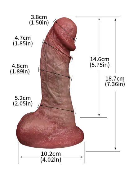 Elliott 7.36" x 1.89" Dual Density Silicone Dildo with Mushroom Head