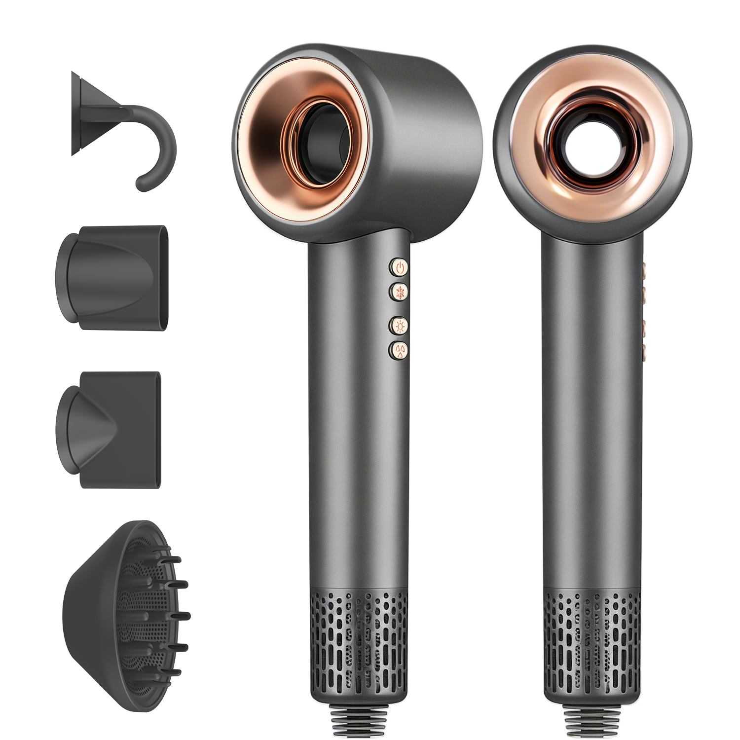 【新品】Leafless hair dryer Фен для волос Leafless hair dryer 5в1 1600 Вт 1,5m с 5 насадками и