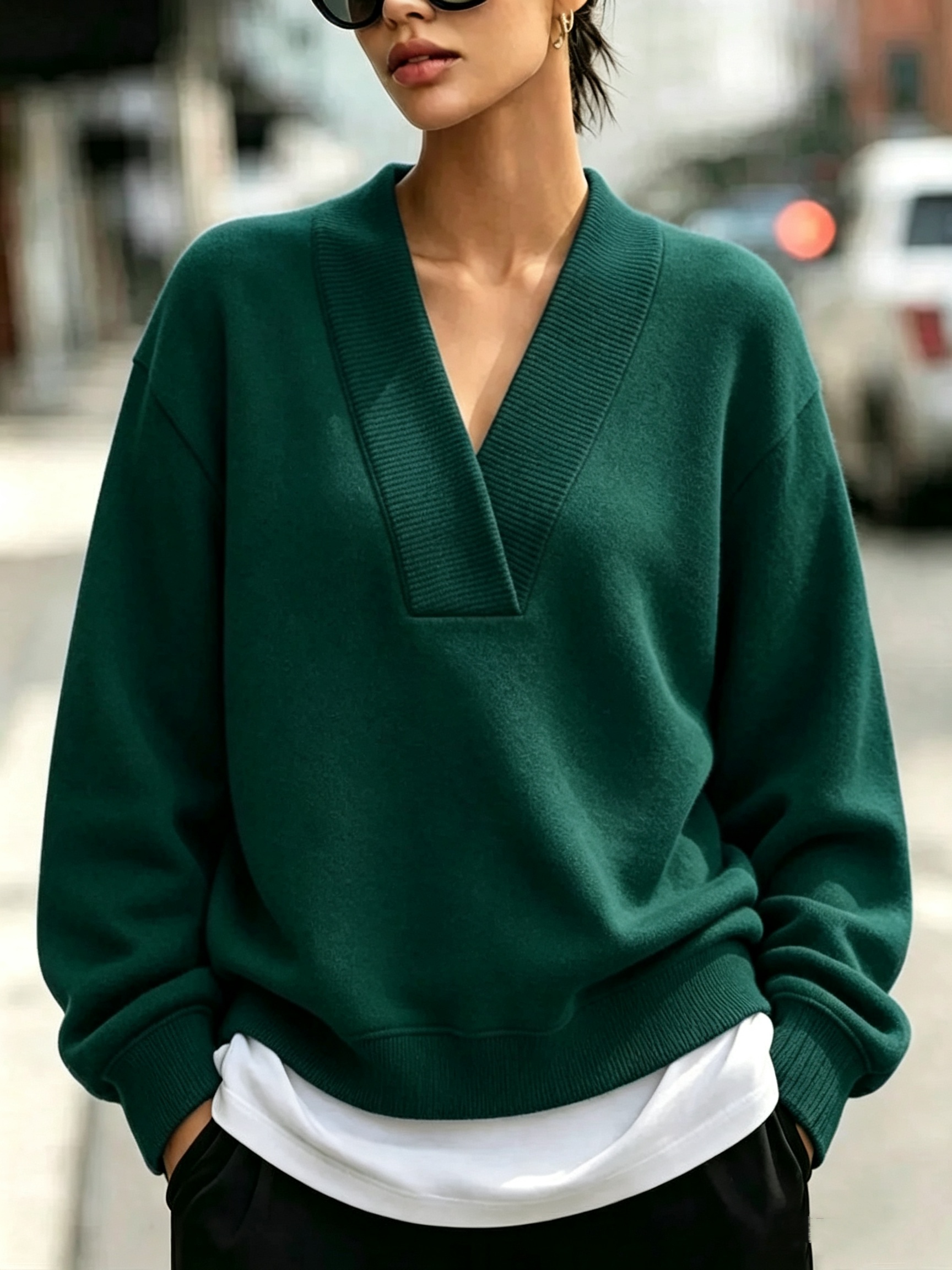 CLEARANCE SALE🔥 Chic Cozy Blue V-neckline Sweatshirt
