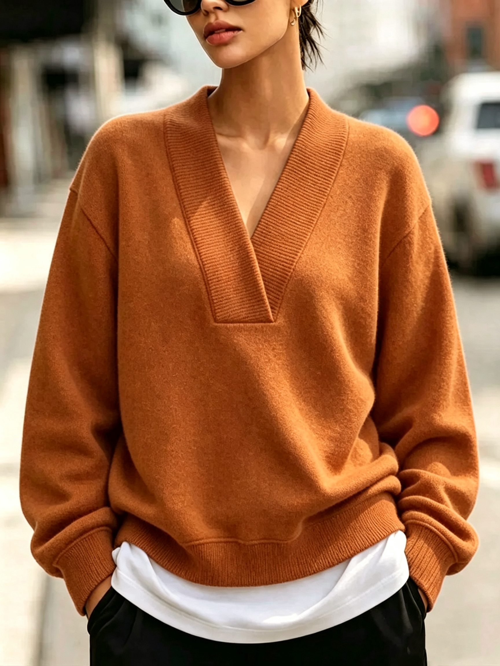 CLEARANCE SALE🔥 Chic Cozy Blue V-neckline Sweatshirt