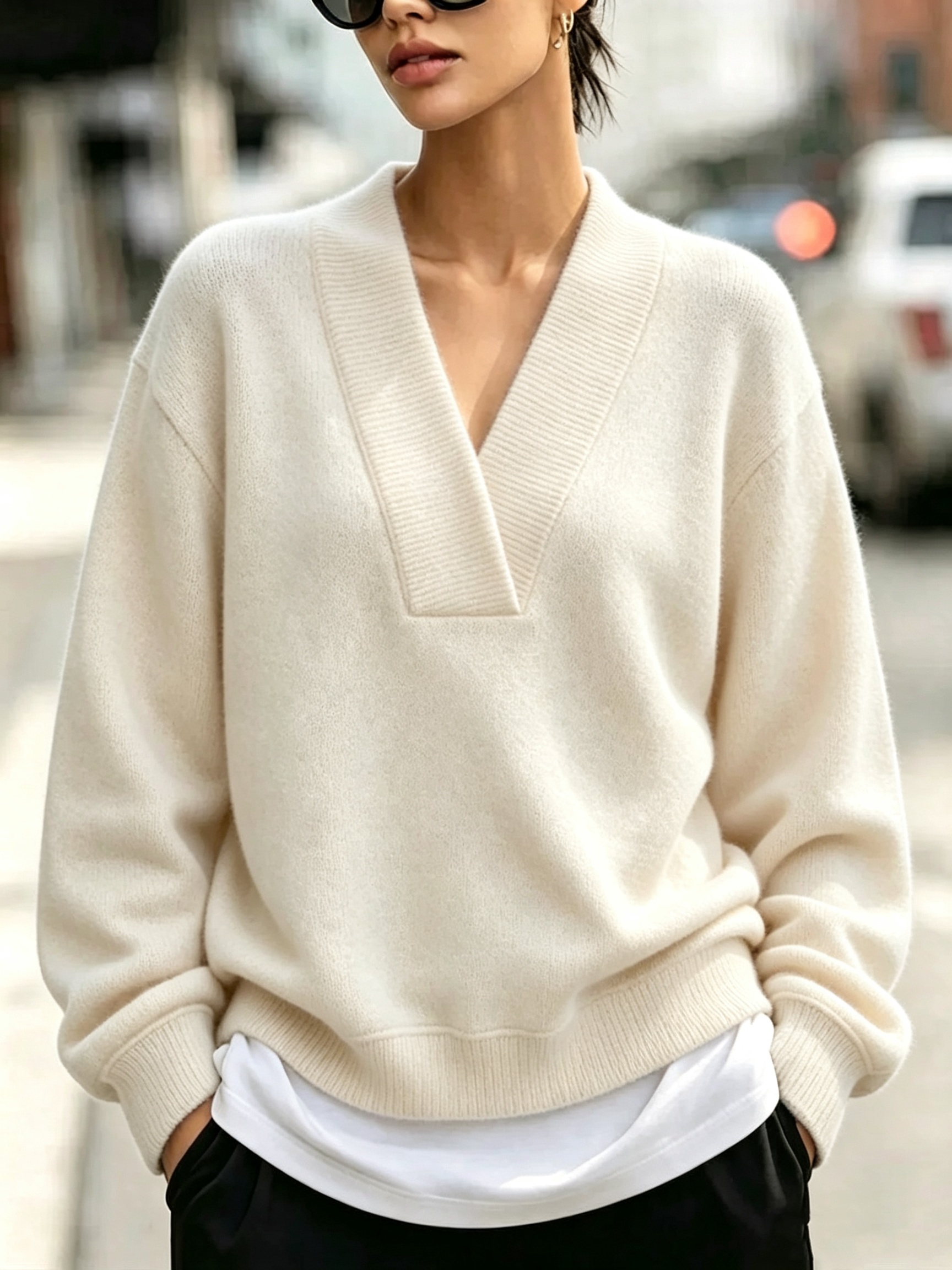 CLEARANCE SALE🔥 Chic Cozy Blue V-neckline Sweatshirt