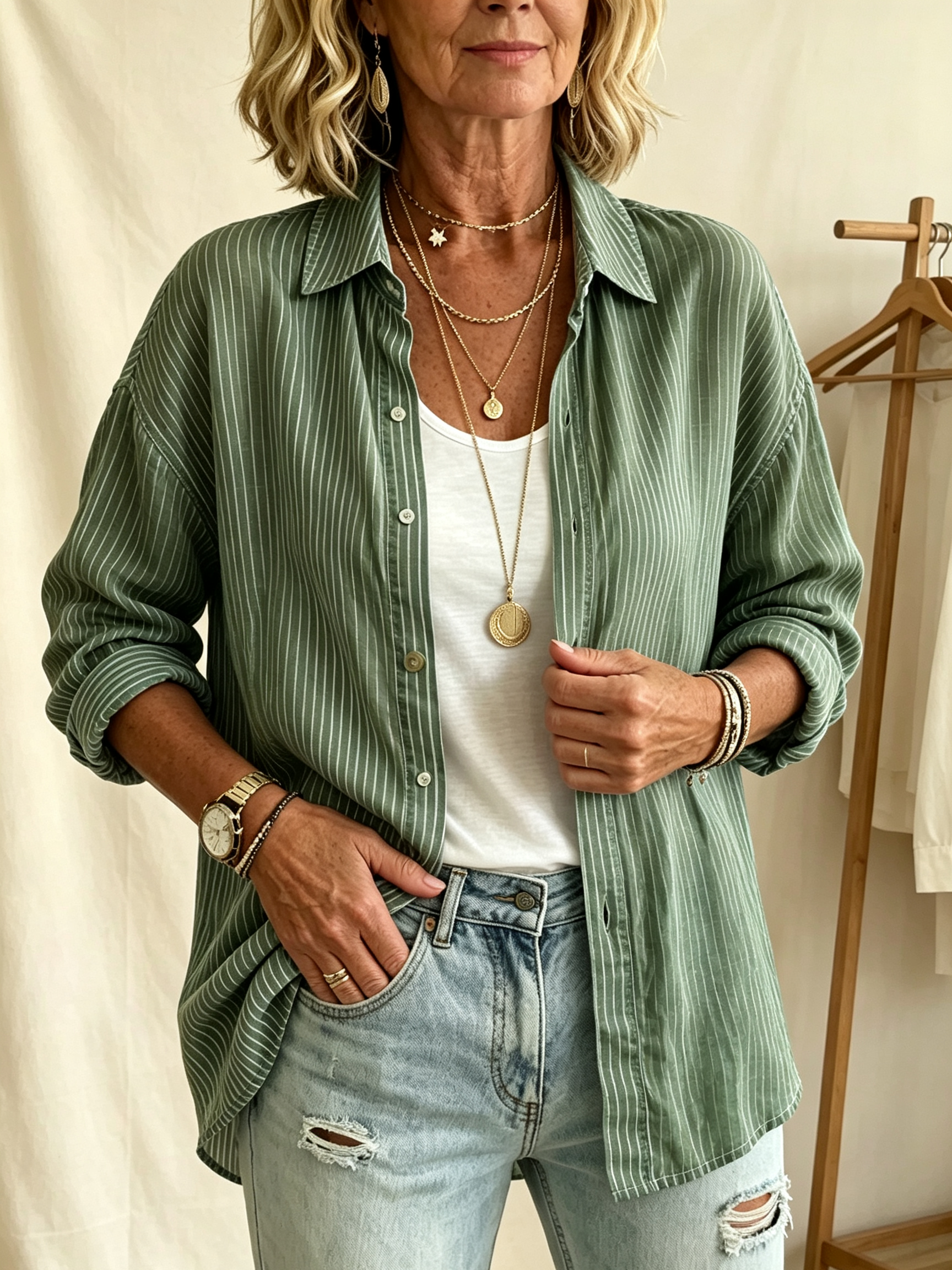 CLEARANCE SALE🔥Women's Casual Striped Linen-Blend Shirt
