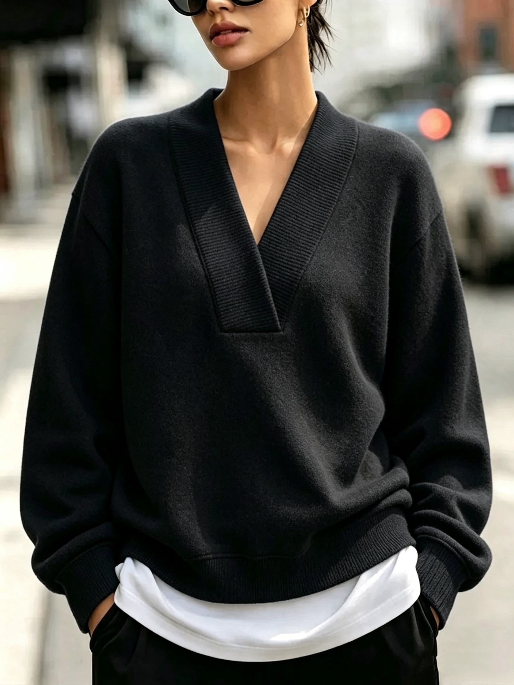 CLEARANCE SALE🔥 Chic Cozy Blue V-neckline Sweatshirt