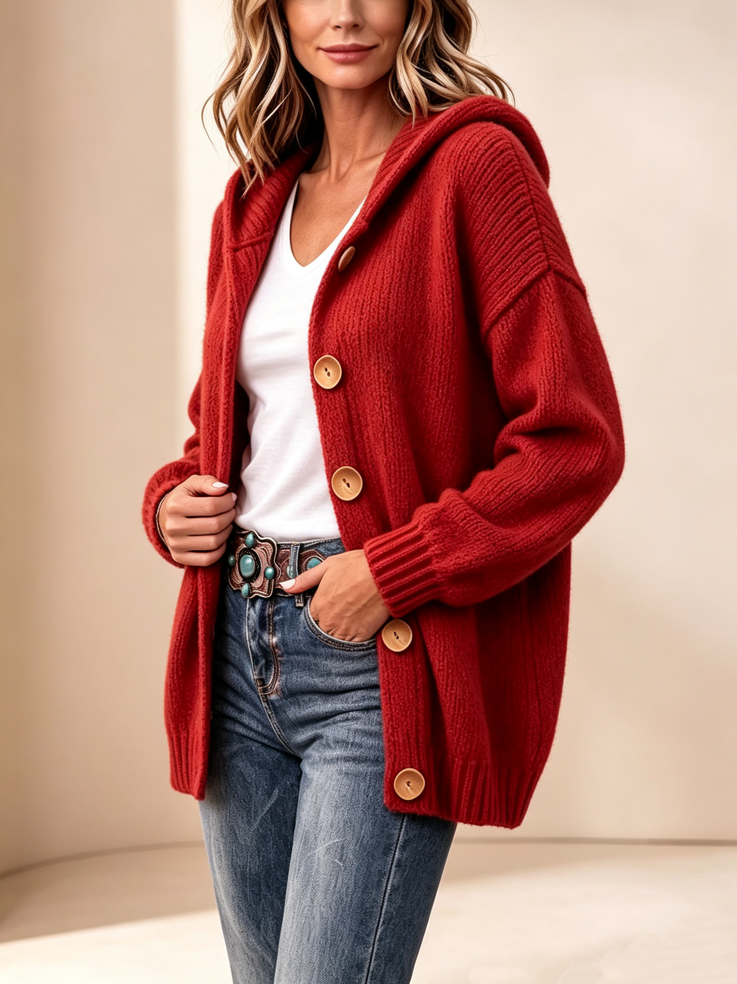 UP TO 49 OFF🔥Women's Chunky Knit Hooded Cardigan