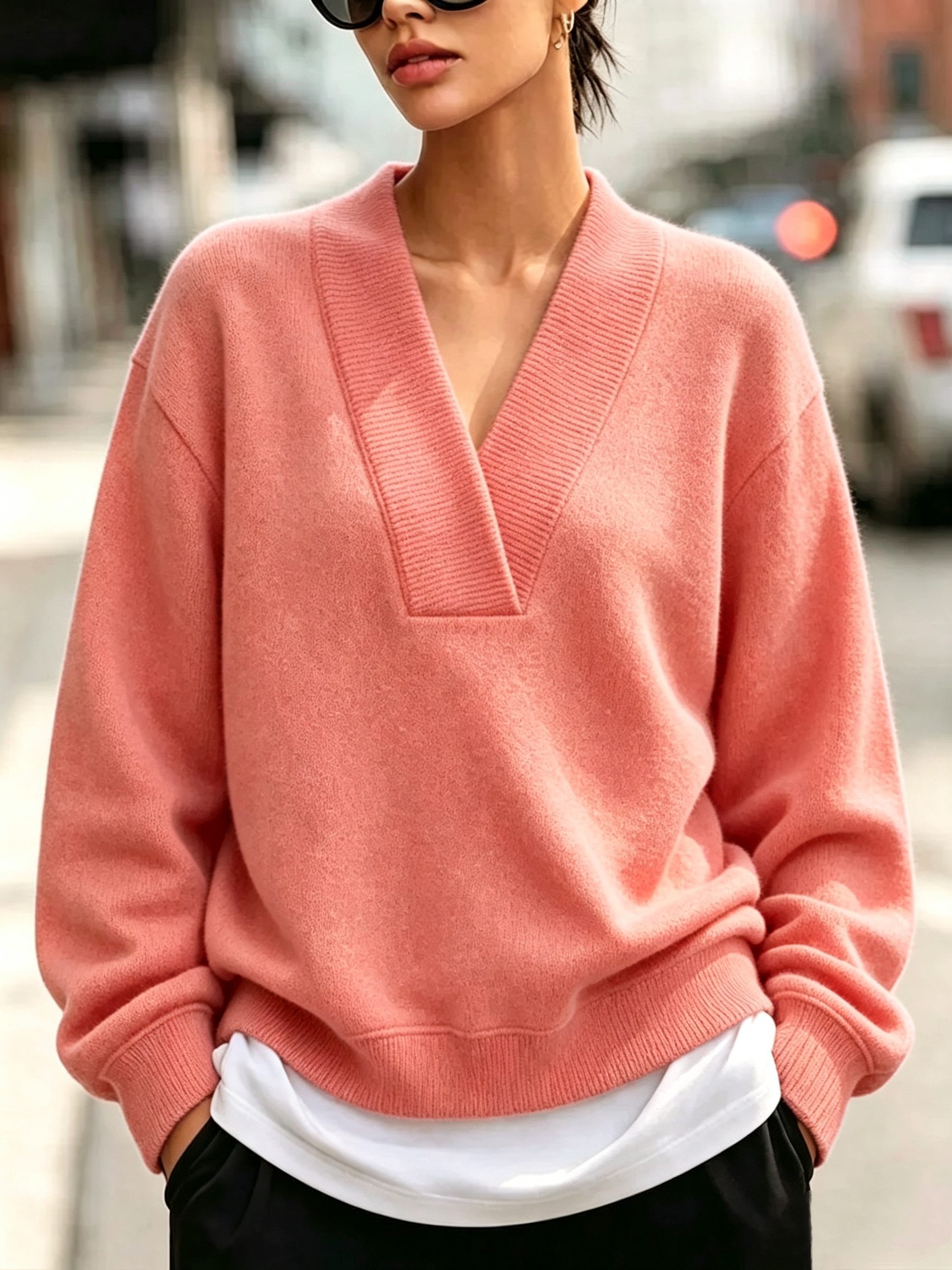CLEARANCE SALE🔥 Chic Cozy Blue V-neckline Sweatshirt