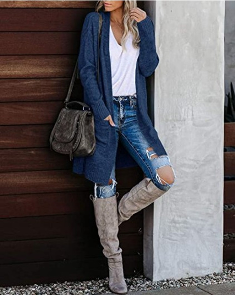 Women's Casual Knit Pocket Oversized Sweater Cardigan