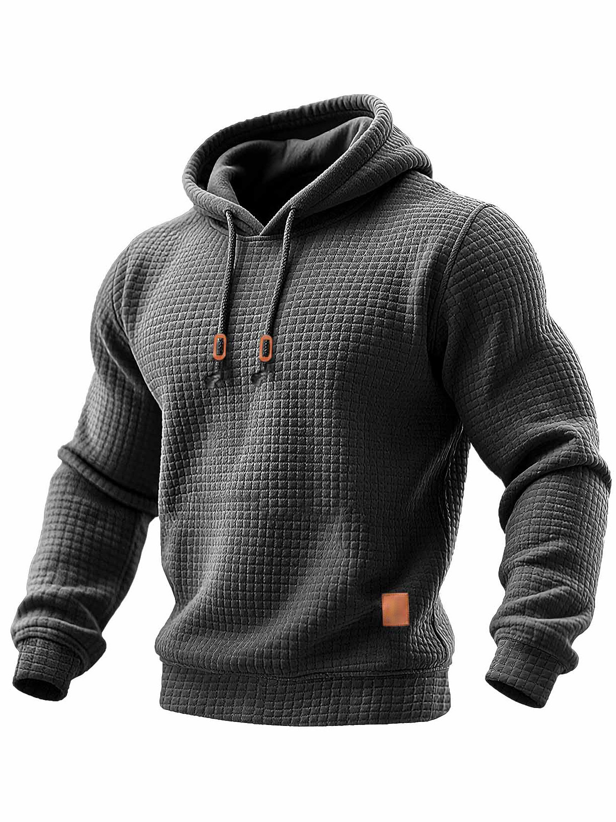 Men's Quilted Waffle Outdoor Solid Color Long-sleeved Everyday Top Hoo