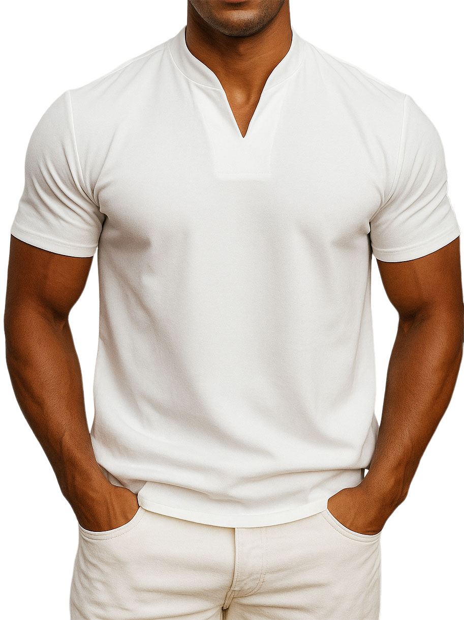 Men's V-neck Fitness Short-sleeved Fitness T-shirts