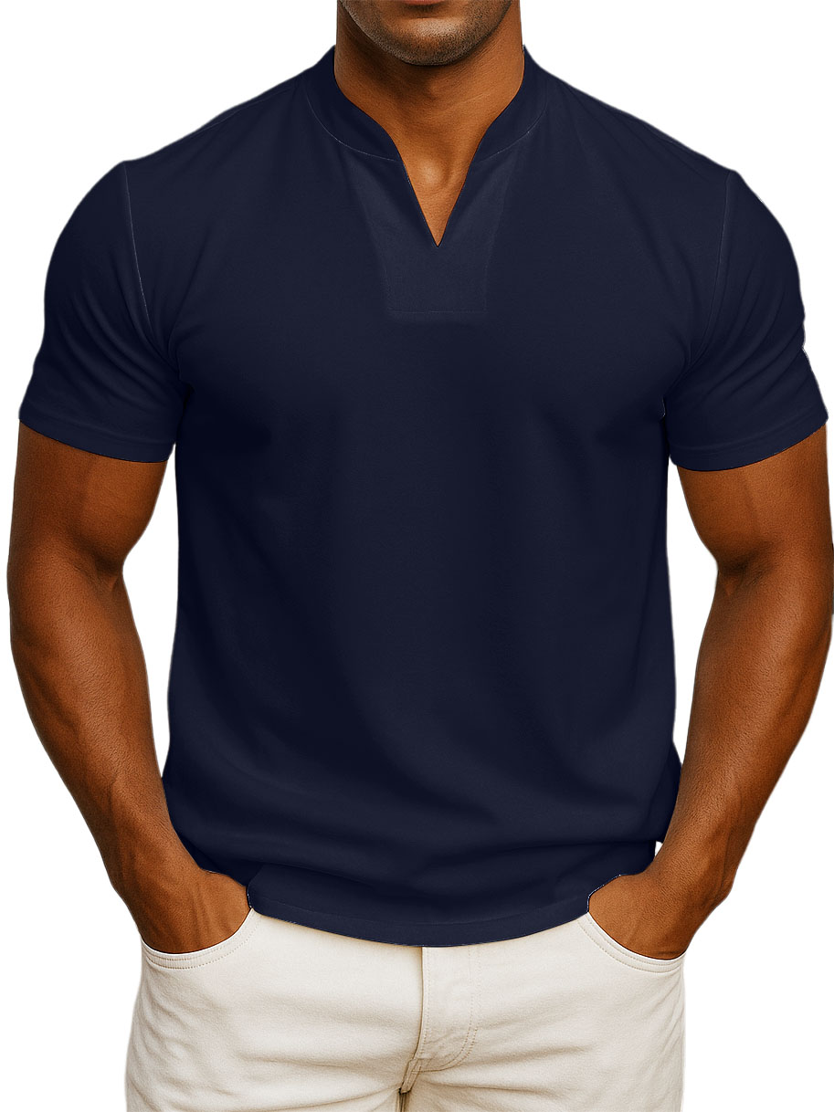 Men's V-neck Fitness Short-sleeved Fitness T-shirts