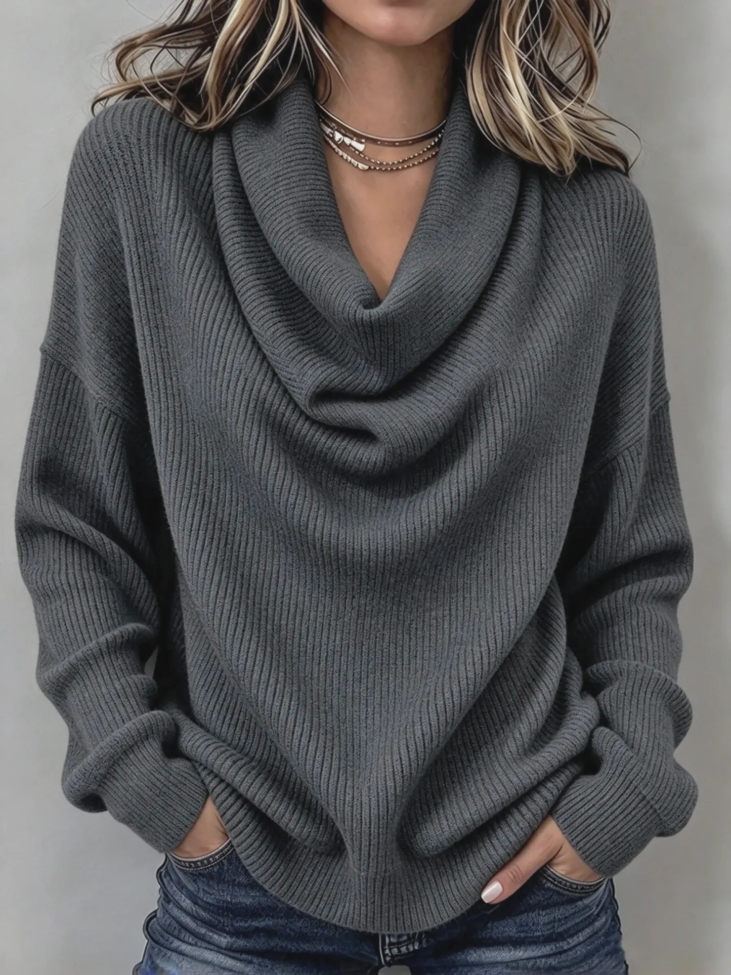 New Arrivals🔥 Cozy Ribbed Knit Top with Layered Collar