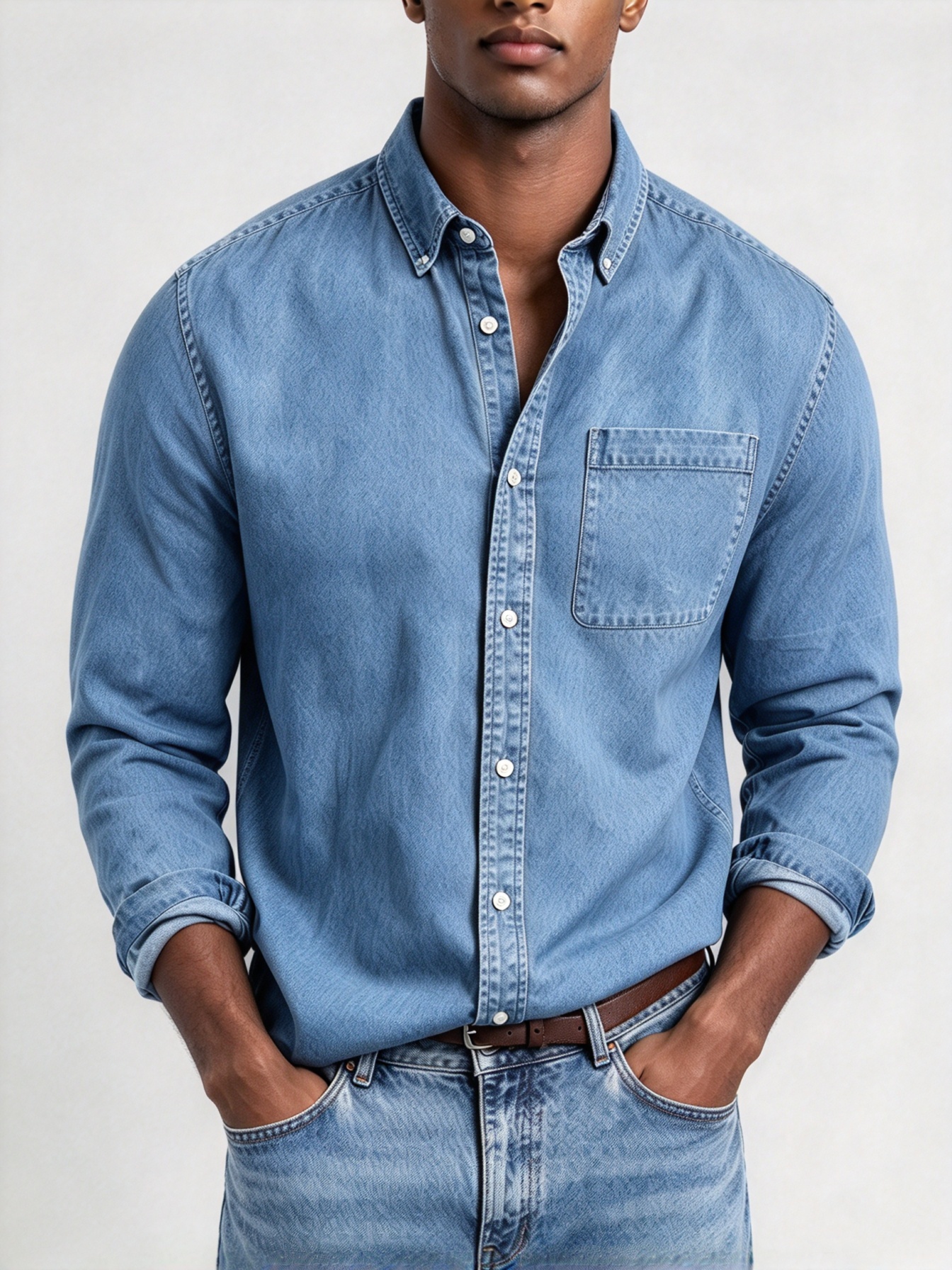 Clearance Sale💥 Men's Basics Vintage Washed Pocket Long Sleeve Shirt