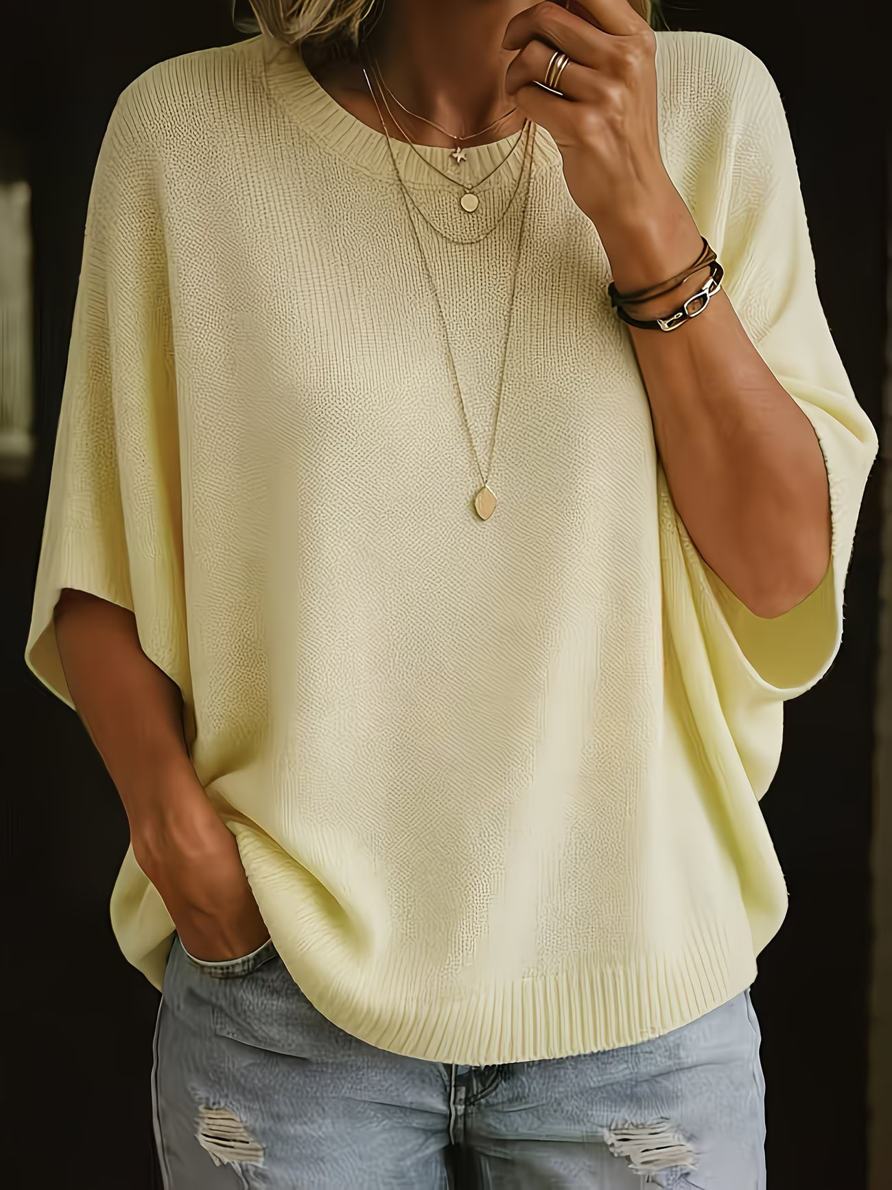 Women's Batwing Sleeve Knit Tunic