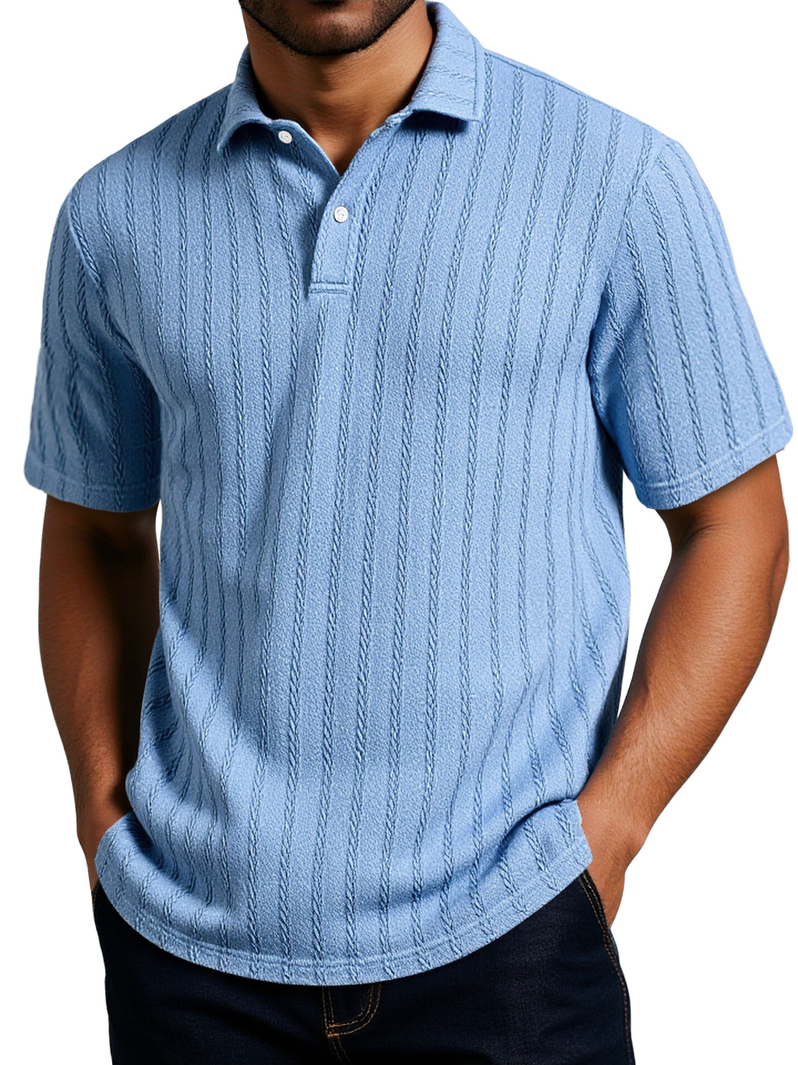 Men's Daily Texture Casual Lapel Short-sleeved Polo Shirt