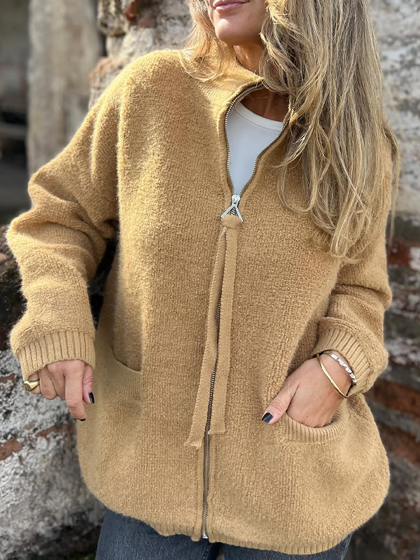 CLEARANCE SALE🔥Women's Crew Neck Zippered Wool Jacket