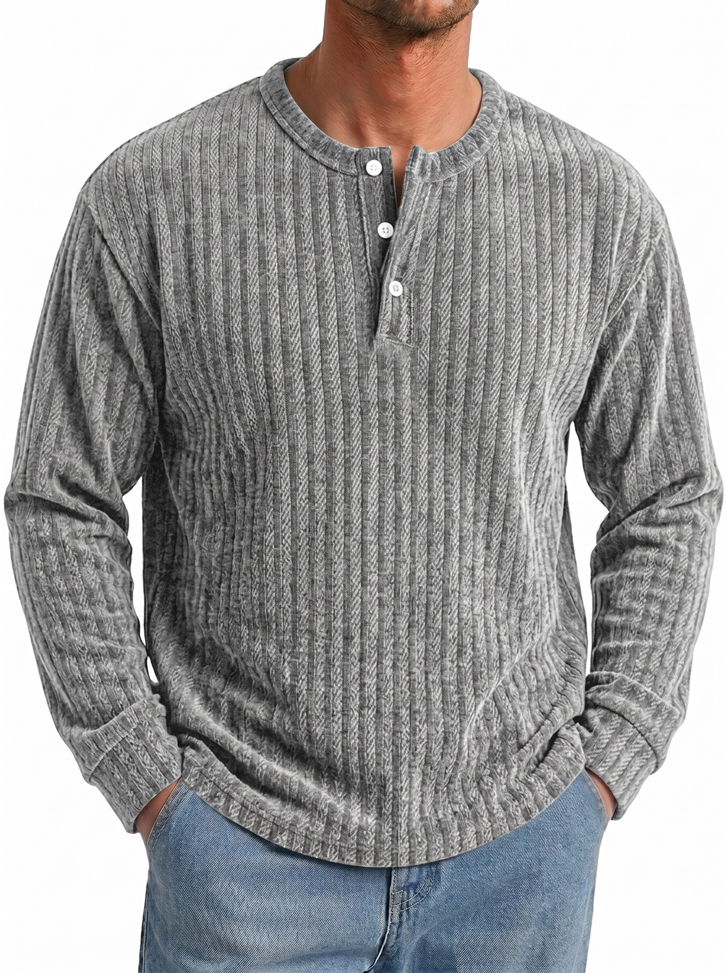TODAY 49% OFF🔥 Men's Vintage Casual Solid-Color Long-Sleeve Henley Shirt