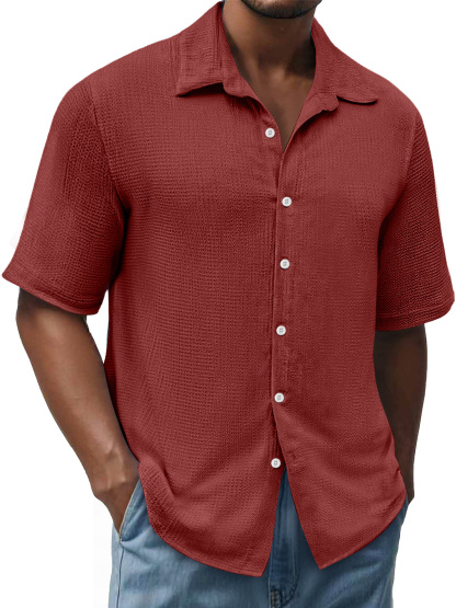 Men's Daily Texture Casual Lapel Comfortable Short Sleeve Shirt