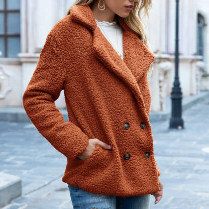 CLEARANCE SALE🔥Loose Lapel Winter Button Jacket Cardigant Fluffy Coat - 48% OFF