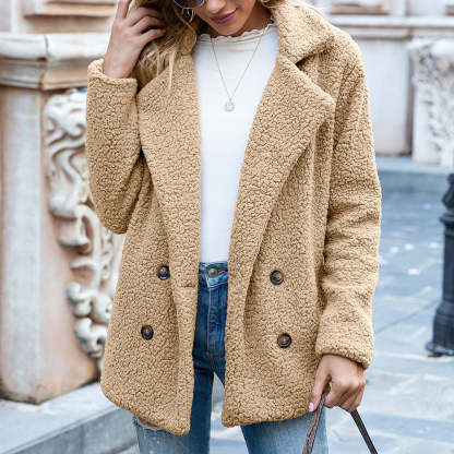 CLEARANCE SALE🔥Loose Lapel Winter Button Jacket Cardigant Fluffy Coat - 48% OFF