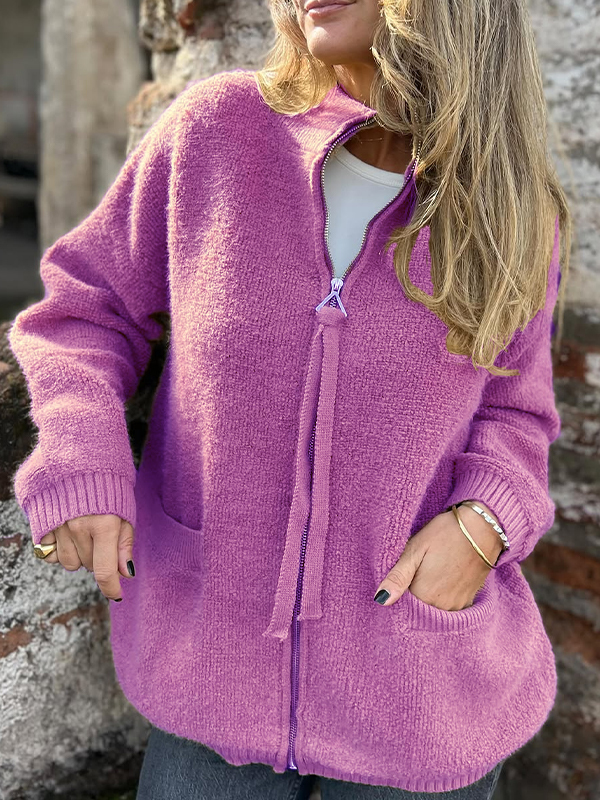 CLEARANCE SALE🔥Women's Crew Neck Zippered Wool Jacket