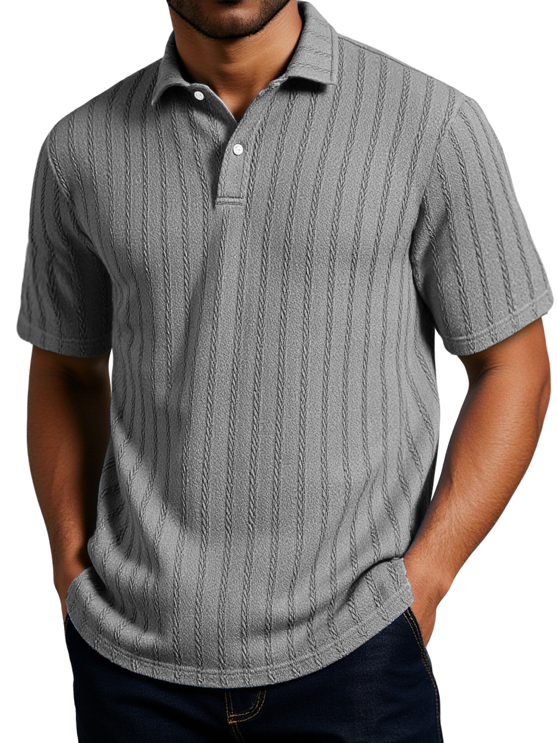 Men's Daily Texture Casual Lapel Short-sleeved Polo Shirt