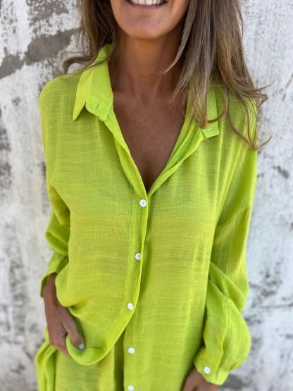 Solid Color Loose Shirt And Shorts Two-Piece Set