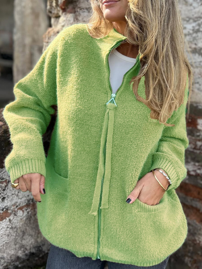 CLEARANCE SALE🔥Women's Crew Neck Zippered Wool Jacket