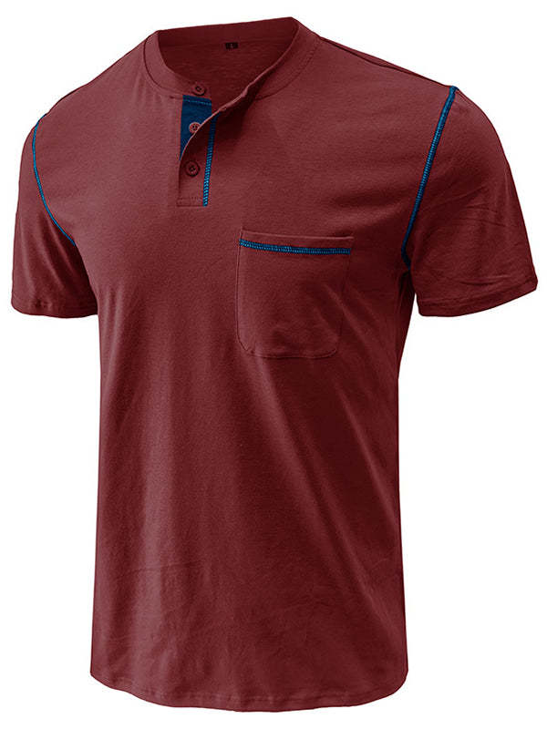 Men's Fashion Cotton Short Sleeve Henley Shirt
