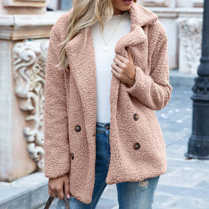 CLEARANCE SALE🔥Loose Lapel Winter Button Jacket Cardigant Fluffy Coat - 48% OFF