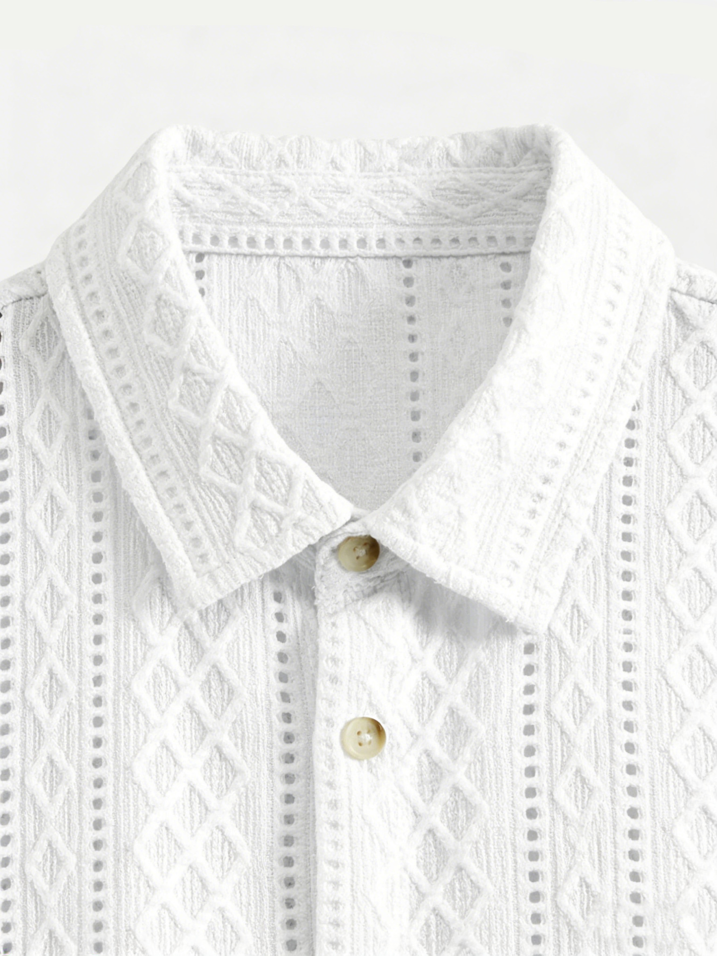 Men's Daily Casual Solid Color Textured Lapel Short-sleeved Shirt