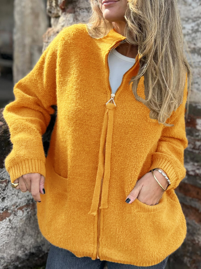 CLEARANCE SALE🔥Women's Crew Neck Zippered Wool Jacket