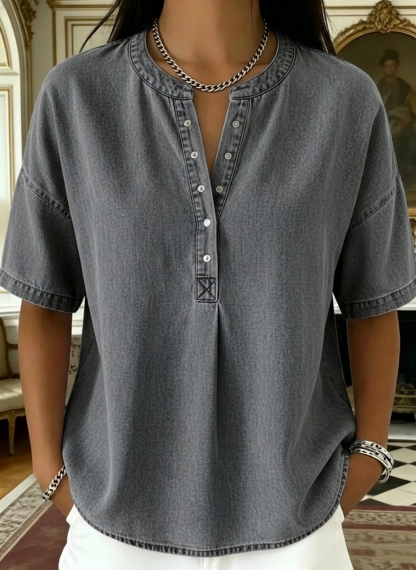 New Arrivals🔥Women's Casual Denim Henley Top