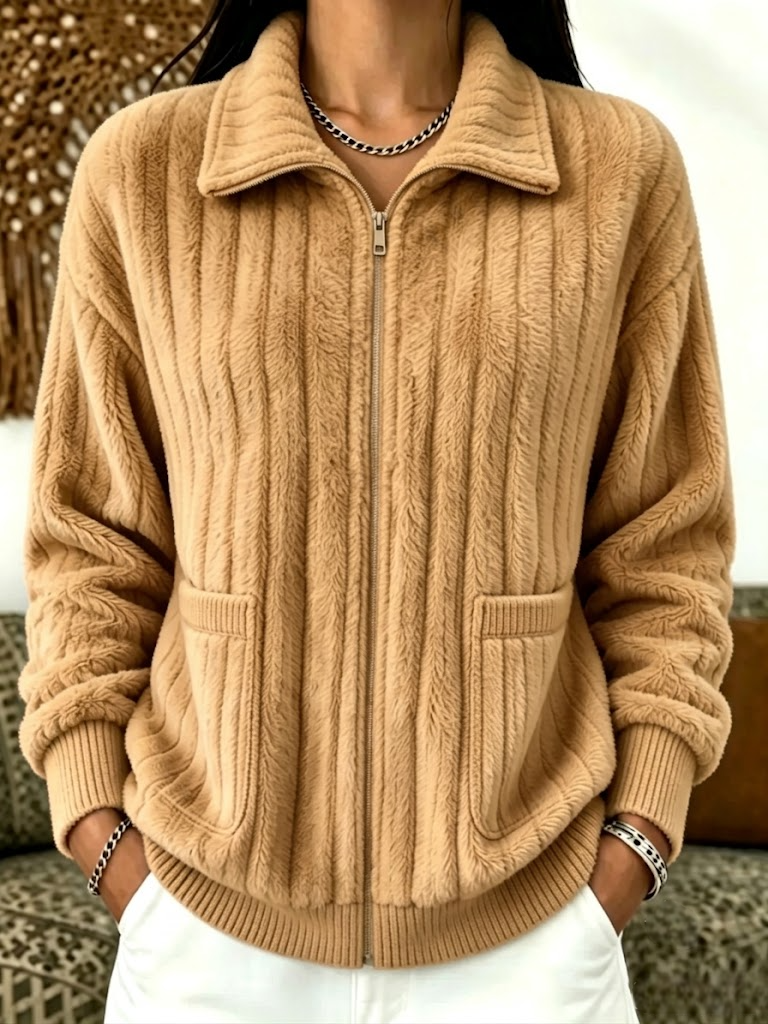ANNIVERSARY SALE🔥49% OFF🔥- 🤎Cozy Fleece Zip‑Up Jacket